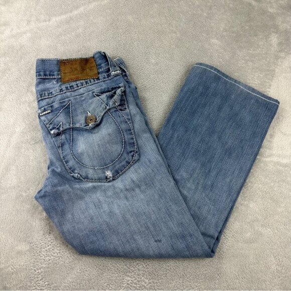 Vintage True Religion Made in USA Mens Size 32x27 Billy Big T Distressed Jeans - Picture 1 of 7